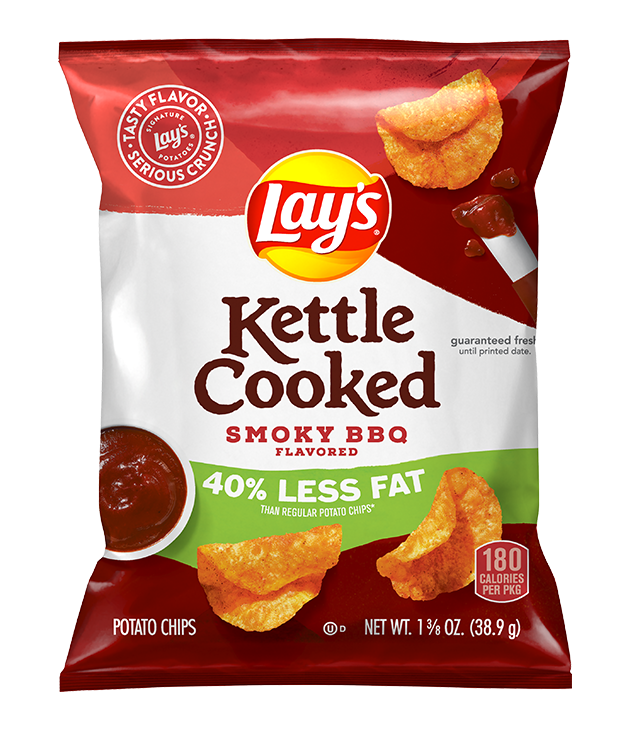 Lay's® Kettle Cooked 40% Less Fat Smoky BBQ Flavored Potato Chips -  1.375oz. | PepsiCo School Source | K-12 Foodservice