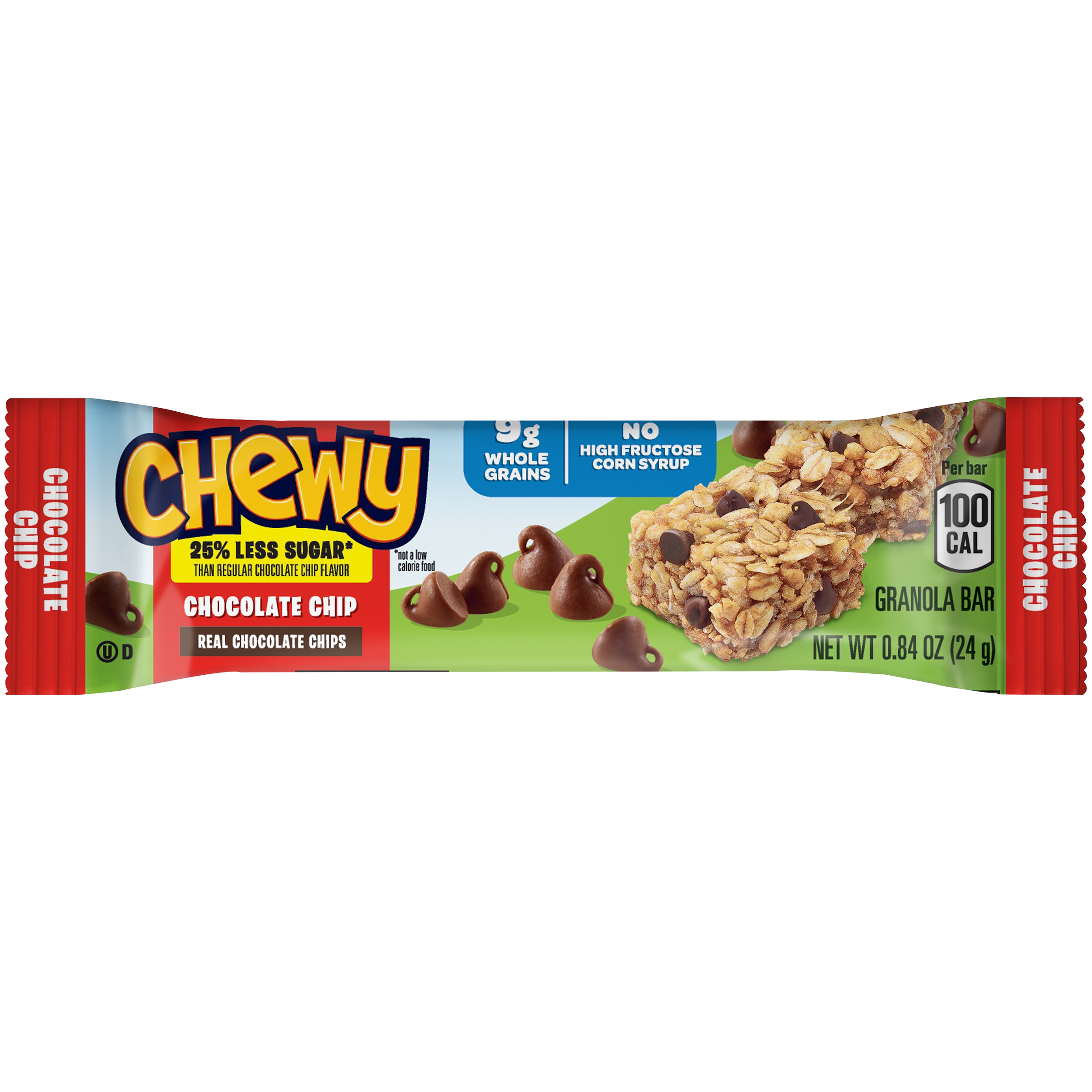 QUAKER® CHEWY GRANOLA BAR 25% LESS SUGAR CHOCOLATE CHIP