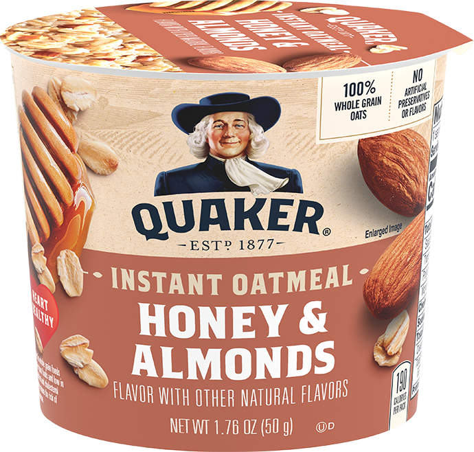 Quaker® Instant Oatmeal Cups Honey &amp; Almonds - 1.76oz.