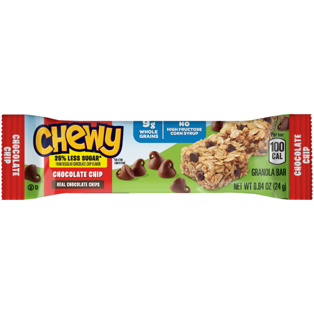 QUAKER® CHEWY GRANOLA BAR 25% LESS SUGAR CHOCOLATE CHIP