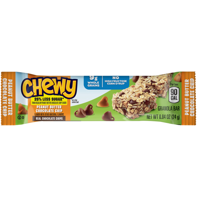 Quaker® Chewy Granola Bar 25% Less Sugar Sugar Peanut Butter Chocolate Chip - .84oz.