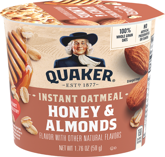 Quaker® Instant Oatmeal Cups Honey & Almonds - 1.76oz.